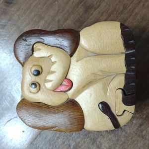 Wood puzzle elephant trinket box